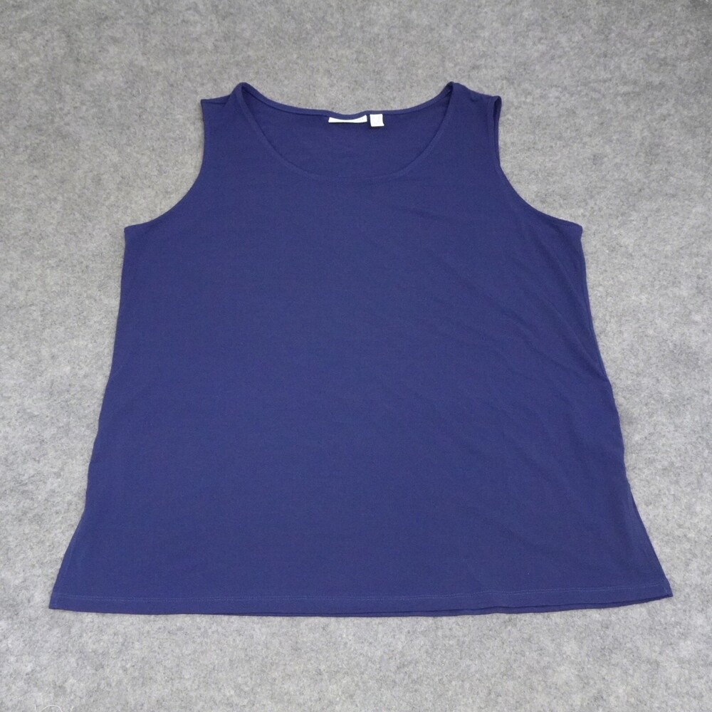 Susan Graver Top Womens 1X Blue Blouse Shirt Pullover Sleeveless Comfort